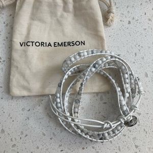 Victoria Emerson White Beaded Wrap Bracelet